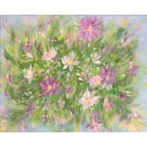 Flowering 1 Acrylic Painting, 8 x 10, Signed Art, Floral Art, Original Artwork